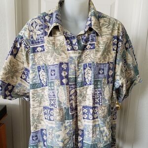 Campia Casual Men’s XL Hawaiian Button Down Shirt Tropical Print Aloha Style